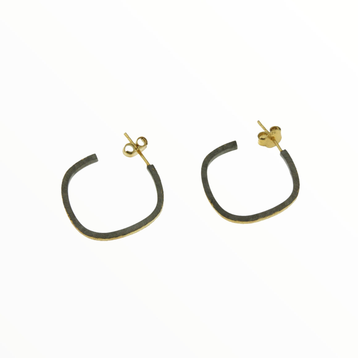 Rhodium and Gold Rectangular Hoop Earrings