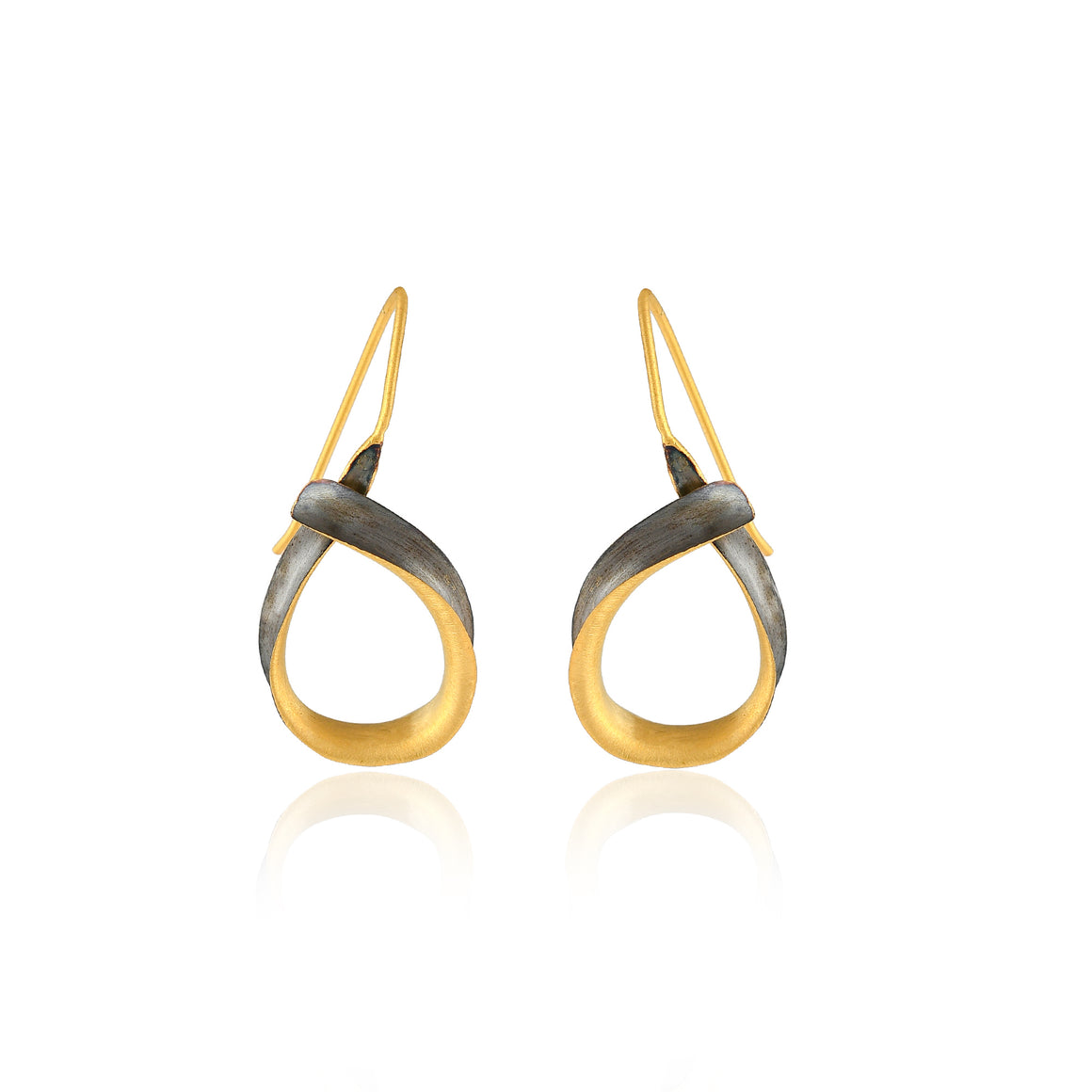 Rhodium and Gold Twisted Hoop Earrings