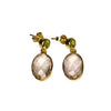 Peridot & Rose Quartz Bezel Drop Earrings