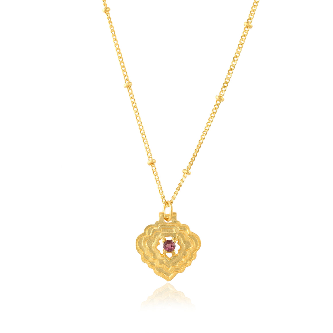 Pink Tourmaline Diamond Shape Pendant Necklace