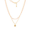 Pink Tourmaline Bead and Gold Chain Necklace