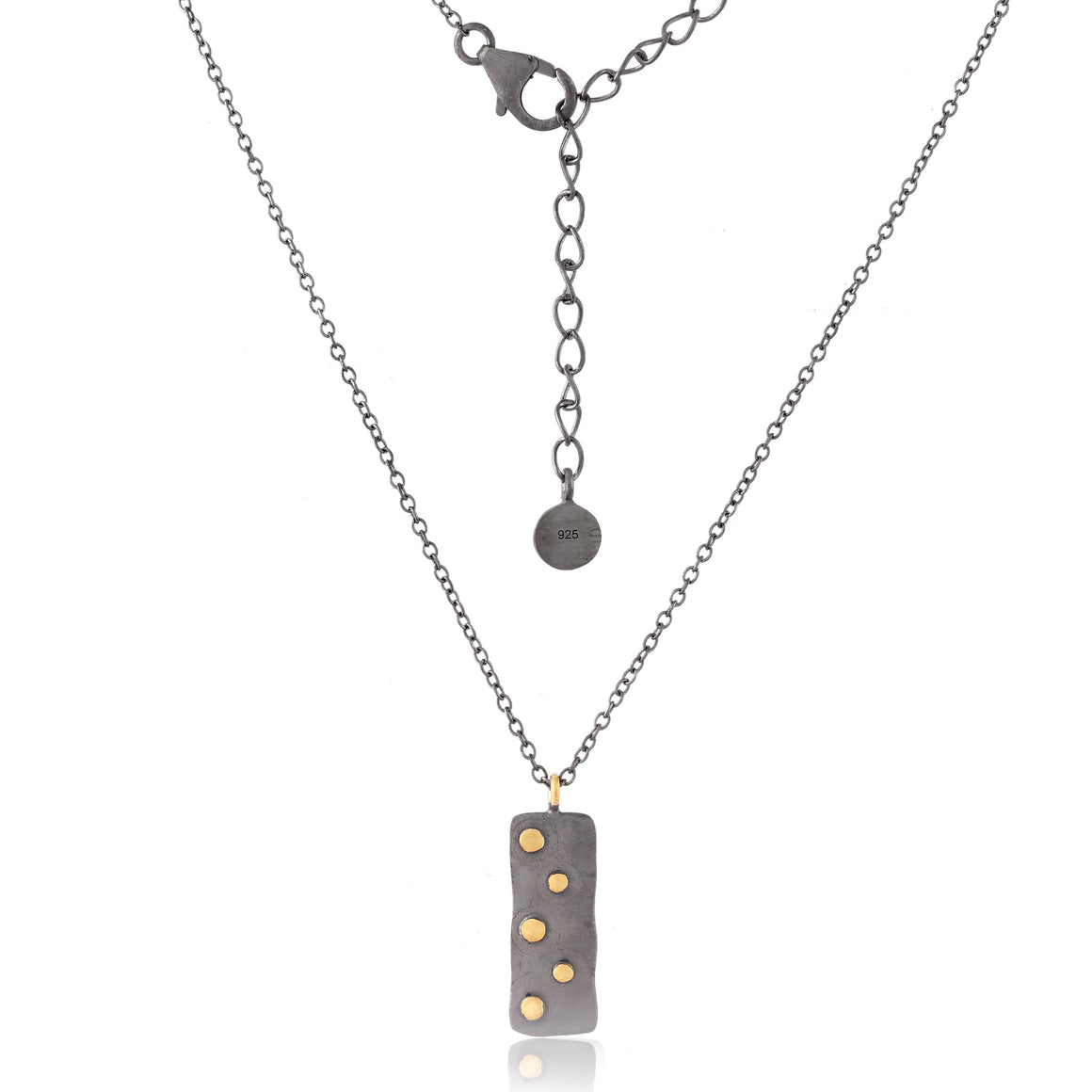 Two Tone Rectangular Pendant with Gold Dots