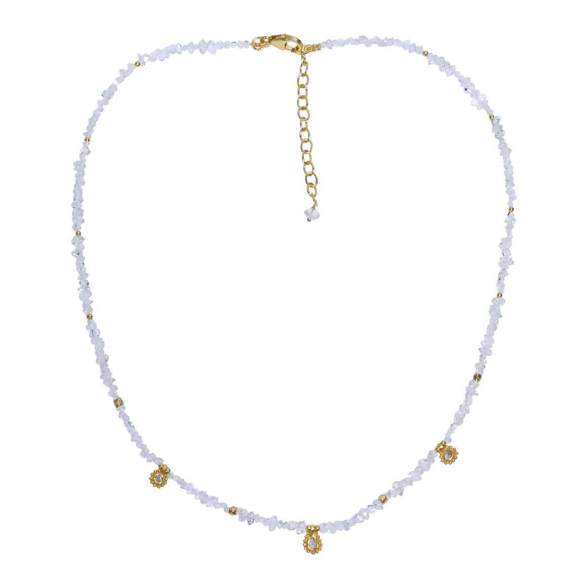 Faceted Herkimer Diamond Beads with Polki Diamonds
